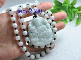 Free shipping - Hand carved Natural white jade carved Buddhist Bodhisattvas / Bu - £24.11 GBP