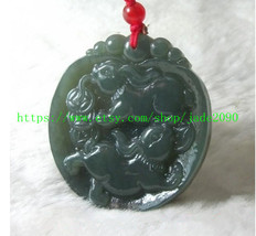 Free shipping -  Amulet Hand carved Natural green jade jadeite Rabbit charm jade - £15.94 GBP