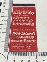 Vintage Matchbook Cover Raymond’s Famous Steak House N Miami Beach Florida   gmg - £9.81 GBP