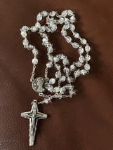Rosary Virgin Mary, Peace Dove, Catholic Crucifix Beads, White And Clear Beads - £10.98 GBP