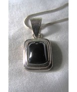 VINTAGE .925 SILVER &amp; ONYX NECKLACE SIGNED ITALY SNAKE STYLE CHAIN - $45.00