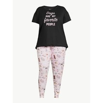 Joyspun Women&#39;s Short Sleeve T-Shirt and Joggers Pajama Set Dogs Size 2X 18W-20W - £7.88 GBP