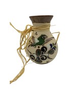 Vintage Tonala Mexican Pottery Parrot Vase 7&quot; Tall - $24.69