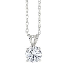 14k Oro Blanco Chapado 0.15ct Real Moissanita Colgante Solitario 18&quot; Inch Cadena - $63.06