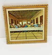 Vintage LAST SUPPER PLAQUE wall art antique jesus religious decor picture hanger - £7.46 GBP