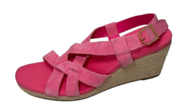 COLE HAAN &#39;Crystal&#39; Pink Suede Wedge Espadrille Sandals NEW $150 size 9 - £18.06 GBP