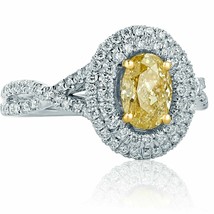 Authenticity Guarantee 
1.75 Ct Oval Faint Yellow Diamond Engagement Halo Rin... - £2,359.33 GBP