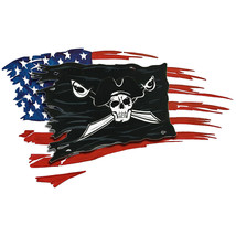 USA Flag and Pirate Battle Flag Printed Vinyl Decal - Car Truck RV Boat - £5.46 GBP+