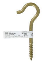 Hardware Essentials 322603 Durasteel Ceiling Hook, Gold, Flagged, #4 x 3... - $13.00