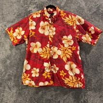 Vintage USC Trojans Hawaiian Shirt Mens Large Red Floral Team Trojan Button Up - £20.26 GBP
