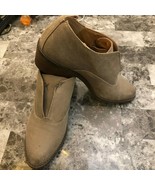 Lucky Brand FIMBERLY Leather Slip On Bootie Women&#39;s SZ 9 Taupe - £7.96 GBP