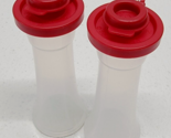 Tupperware Salt &amp; Pepper Shakers Hourglass Set 4&quot; Clear &amp; Red - $45.53