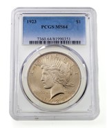 1923 S$1 Silver Peace Dollar Graded by PCGS as MS-64 - $184.84 CAD