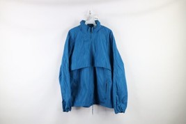 Vtg 90s Woolrich Mens Large Blank Full Zip Hooded Windbreaker Rain Jacket Blue - £31.11 GBP