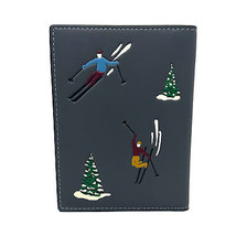 NWT Coach Leather Passport Case With Ski Slopes Print in Industrial Grey CE663 - £62.10 GBP