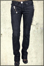 Antik Denim Blackout Zippers Metal Studs Chain Womens Skinny Jeans Black NEW 31 - £121.05 GBP
