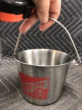 Brew City Beer Silver Metal Bar Table Bucket Pail Red Logo Advertising 4&quot; - $4.95