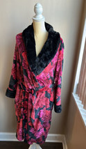 Nicole Miller Plush Belted Bathrobe Robe Plaid  Sz XL Floral Cozy New - £31.24 GBP