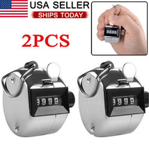 2 Pcs 4 Digit Number Dual Clicker Golf Hand Tally Counter Metal Handy Convenient - £13.58 GBP