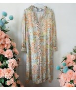 VINTAGE BULLOCKS WILSHIRE PEACH green blue Floral ROBE Snaps delicate da... - $89.09