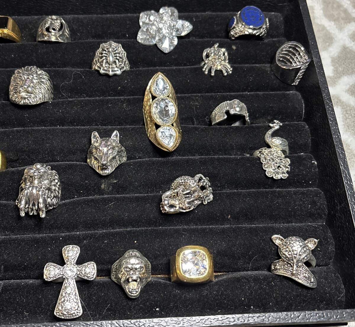 Ring Sizers Rings 33 Pc Men’s Women’s Fashion Ring Lot Mixed Sizes Chunky Animal Skull ...