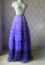 Purple Tiered Tulle Maxi Skirt Outfit Women Plus Size Tiered Ball Gown image 3