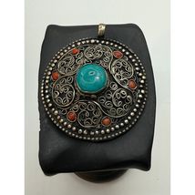 Vintage Coral and Turquoise Indian/Tibetan Pendant  - $39.60