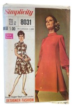 Simplicity Sewing Pattern 8031 Collared Dress Misses Size 14 Bust 36&quot; Vt... - $9.74