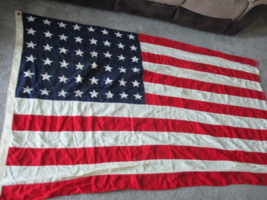 Vintage Large US United States 48 Star Flag 87&quot; by 52&quot; over 7 feet long - £27.45 GBP