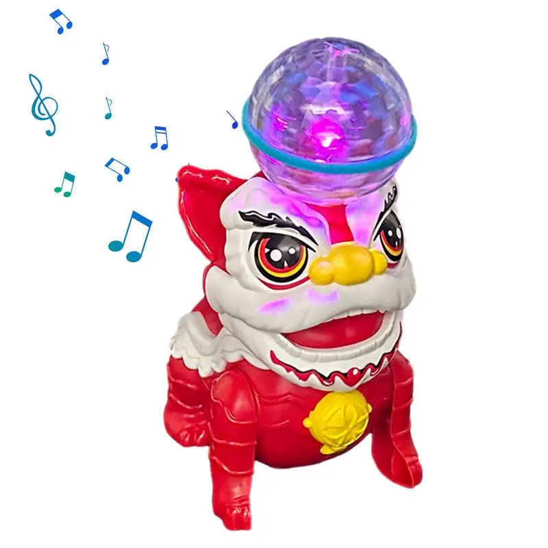 Electric Lion Dance Toy Rotating Chinese Spinning Toy With Light And Music Robot - £18.49 GBP+