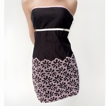 Cynthia Steffe Dress Sz S Strapless Mini Empire Waist Black Pink Eyelet ... - $268.04 MXN