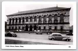 Boston MA RPPC Public Library Old Cars Automobiles Real Photo Postcard T26 - $9.95