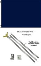 2x3 2&#39;x3&#39; Advertising Solid Navy Blue Flag Galvanized Pole Kit Eagle Top - £23.88 GBP