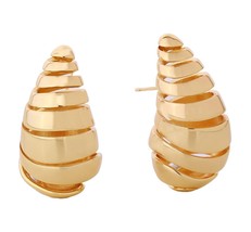 Women 14K Gold Plated Hollow Spiral Twisted Water Drop Stud Fashion Earring Gift - £39.50 GBP