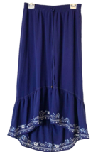 Time and Tru Embroidered Floral Asymmetric Maxi Skirt M(8-10) Blue White... - $13.65