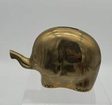 Brass Elephant Bank Made in Korea Trunk Up Includes Brass Metal Stopper Vintage - £10.97 GBP