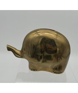 Brass Elephant Bank Made in Korea Trunk Up Includes Brass Metal Stopper ... - $14.01