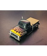 AFX Aurora 1956 Ford Pickup Truck Black Tan Flames Hood HO Slot Car Chas... - $97.51