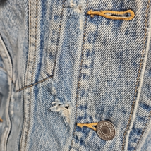 Womens Levi's Denim Trucker Jacket Embroidered Palm Trees Distressed Small image 8