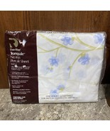 Vtg Dan River Double Fitted Sheet White W/Blue Flowers no iron percale t... - $54.70 CAD