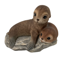 Baby Seals Figurine Hand Painted Porcelain Masterpiece by Homco Vintage ... - $13.85