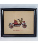 Vintage Automotive Handcrafted Cross Stitch Red Runabout 1909 Framed ART... - $28.95 CAD
