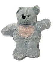 Color Rich Small Plush Beanie Bear Blue with Pink Heart Soft 9&quot; - £9.12 GBP