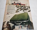American Tourister Suitcase Flew Off Car Station Wagon Snow Vtg Print Ad... - $10.98
