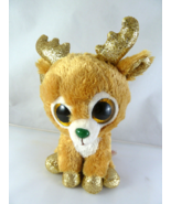 Ty Beanie Boos GLITZY Brown Reindeer Gold Glitter Eyes Antlers 2018 7&quot; - $7.35 CAD