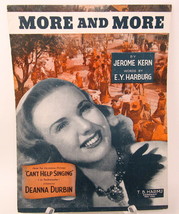 More and More Sheet Music 1944 Jerome Kern Deanna Durbin Chords US Selle... - £10.26 GBP