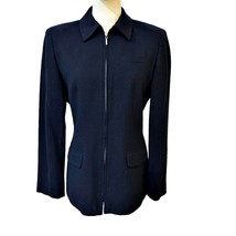 Nautica Wool Blazer Jacket Womens Size 6 Navy Blue Lined Zip Career Academia - £21.11 GBP
