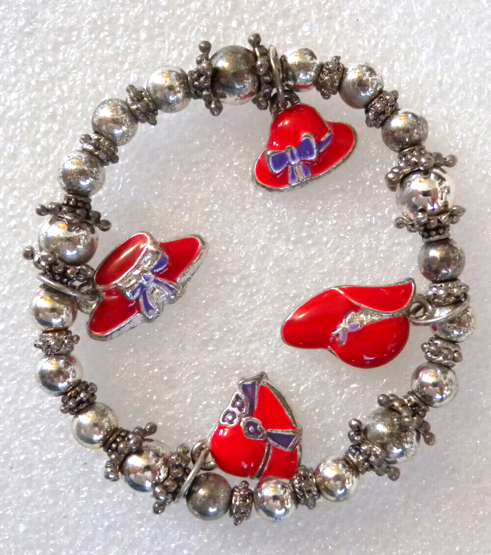 Red Hat Society Expandable Silver Tone Bracelet - $7.87
