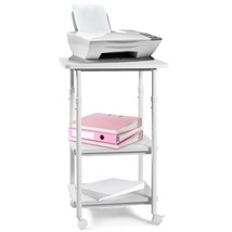 White Multifunction Adjustable Height 3-tier Printer Stand on Wheels - £138.77 GBP