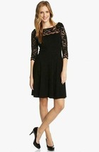 Karen Kane  Lace Sleeve Fit &amp; Flare Dress Sz XS Black - £52.12 GBP